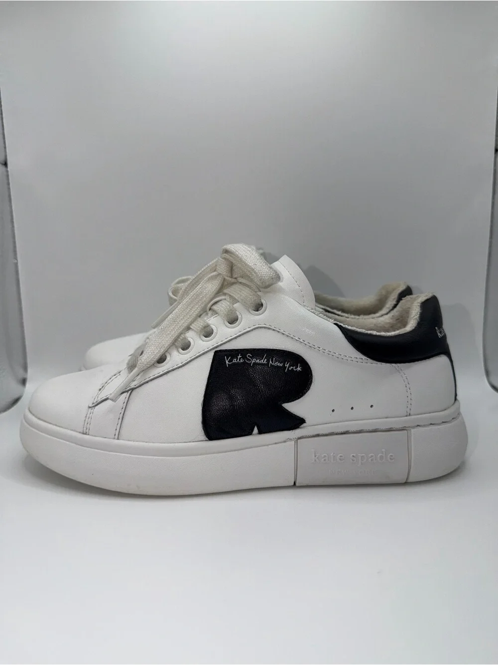 kate spade White and Black Leather Sneakers